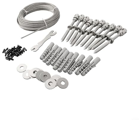 Kit de treillis pour plantes grimpantes en acier inoxydable 16 m Fil antirouille avec entretoises et outils, parfait pour le lierre, les roses, les vignes, améliore la circulation de l'air et protège