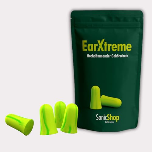 SonicShop EarXtreme Gehörschutz Ohrstöpsel | extreme Lärmdämmung bis 35 dB | weiches SoftTouch-Material | hygienisch & porenfrei | 10 Paar | wiederverwendbar, Komfort-Passform