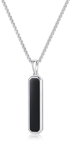 GAVU Dog Tag Halskette für Herren mit rechteckigem Anhänger aus Edelstein und goldener oder silberner Edelstahlkette