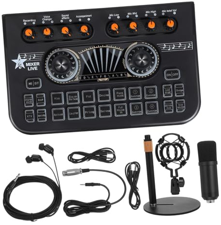Vaguelly Tarjeta Sonido Mezclador Audio Metal Negro Compatibilidad Plug Play Podcast Karaoke
