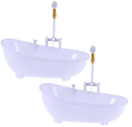 FIXOSHEE 2pcs Electric Water Spraying Doll Bathtub White Portable Bathing Pool with Sprayer for Doll Shower Play Without Batteries