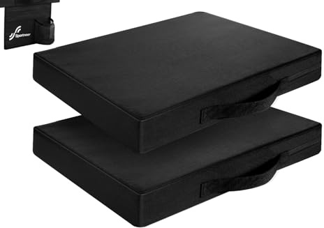 Sportneer Stadium Seat Cushion – 2'' Thick High-Density Foam Bleacher Pad with Waterproof 600D Oxford Cover & Non-Slip PVC Bottom, Portable Outdoor Seat Cushion for Sports Camping Picnics, 2 Pack