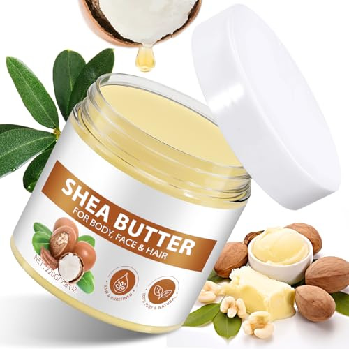 Beurre de karité non raffiné bio 220 g, 100 % pur beurre de karité bio pour cosmétiques, cheveux et corps, soin hydratant naturel, végétalien pour tous les types de peau