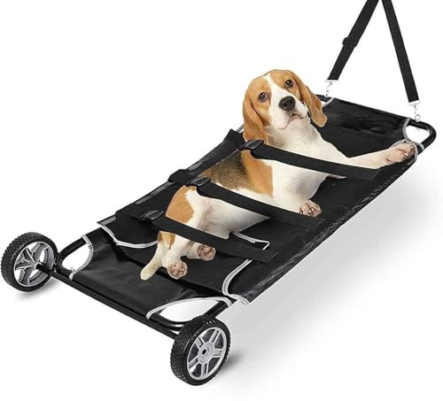 Hundestrecker für große Hunde – Haustier-Transportwagen mit Rollen, 114 x 55 cm, max. 113,4 kg Kapazität, langlebiger Tierrettungsstrecker