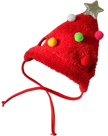 KRYTJACZ Haustier Weihnachtsbaum Hut Einzigartiges Rentier für kleine Hunde Hut Rentier Stern Kostüm