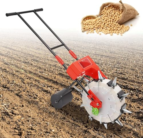SXXZYAZJ Garden Seeder, Manual Vegetable Planter with Adjustable Row Spacing & Depth, Walk-Behind Roller for Sowing Seeds, Corn, Plants & Vegetables