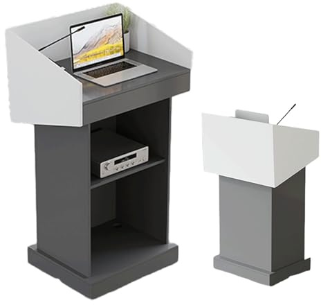 JIANSMZ Lecture Pulpit,Podium Simple Lecterns Eco-Friendly High-Density Board Pulpits 2-Level Open Storage Podium Stand with Edge Stop and Stand