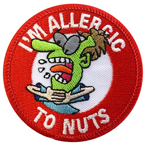 Al’s Allergy Alert Patches, Pin Badges & Stickers - Allergic to Nuts - The Designs are Fun and Bright but get The Important Message of Food Allergy Across. (No Nuts - Sew-on Badges x 1)