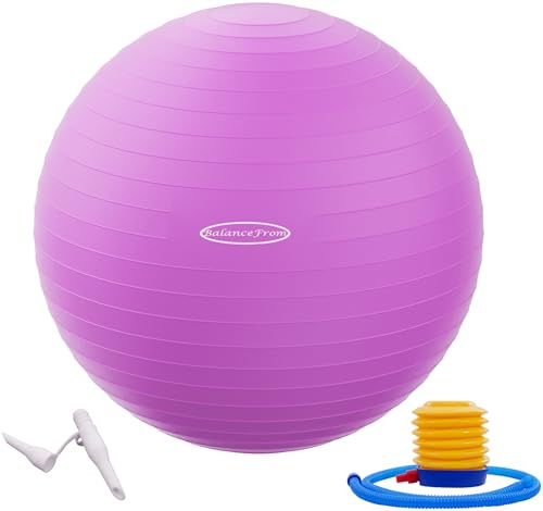Fitvids Platzsicherer und Rutschfester Gymnastikball, Yoga-Ball, Fitnessball, Geburtsball mit Schnellpumpe, ca. 900 kg Fassungsvermögen, Lila, 86,4 cm, XL