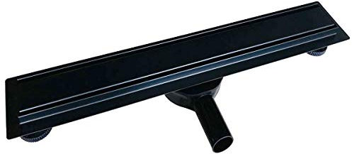Edelstahl-Duschrinne FlexGTB02 in Schwarz inkl. Ablaufblende mit Teflon-Beschichtung, Länge Duschrinne:800mm