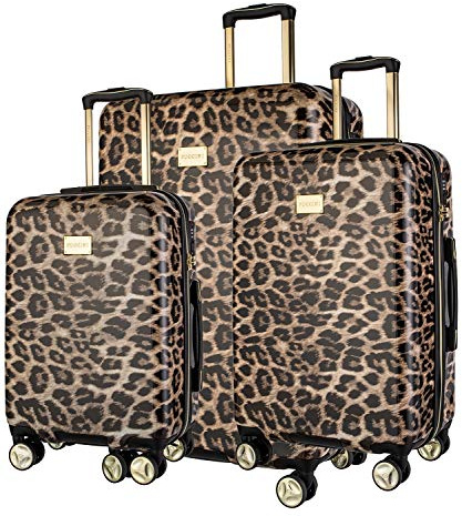 Puccini Koffer Reisekoffer Hartschalen Trolly Beverly Hills (Leopard Beige 6, Set: Groß + Mittelgroß + Kabinenkoffer)