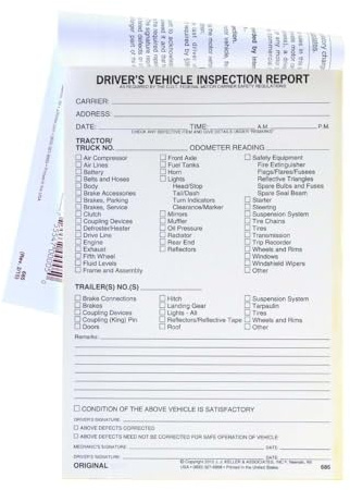 Detailed Driver's Vehicle Inspection Report 25-pk. - Book Format with 31 Sets, 2-Ply with Carbon, 5.5 x 8.5, Meet FMCSR Requirements, J. J. Keller & Associates, Inc.