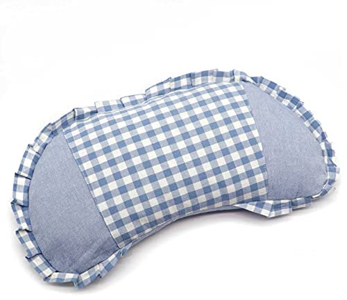 Edomi Kissen mit Buchweizenschalen zum Schlafen, kleines Halswirbelkissen mit waschbarem Bezug, mondförmiges Kühlkissen, Nackenstütze für Seiten- und Rückenschläfer, 55,9 x 27,9 cm, Blau