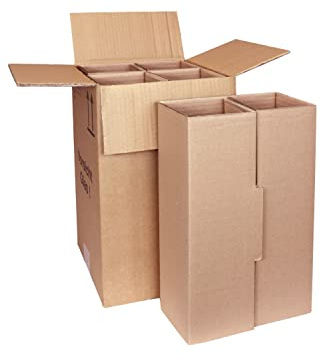 smiley pack Flaschenversandkarton für 4 Flaschen inkl. Einlage Wein Sekt Spirituosen Saft Magnum Gin PTZ Weinkarton DHL UPS DPD Hermes Weinversandkarton Flaschenkarton (100)