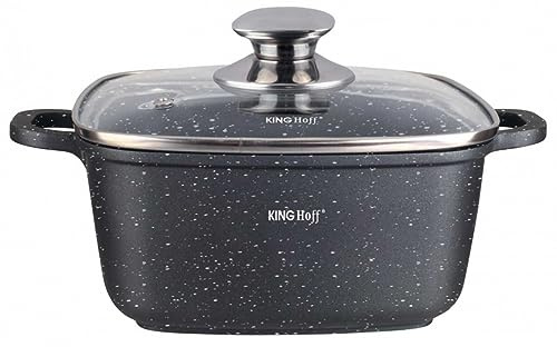KINGHOFF KH-1601 - Cacerola cuadrada (2,8 L, 20 cm, con tapa de cristal)