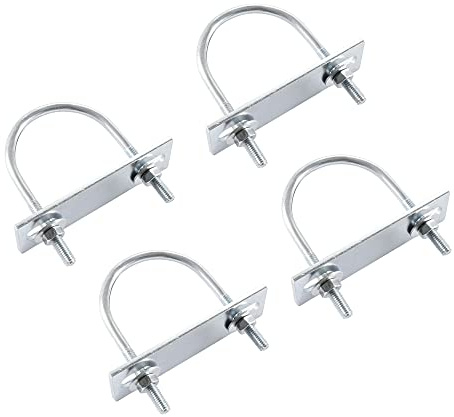 sourcing map 4 Satz Runde U-Bolzen Stahl M6 mit Mutter Platte Scheiben 50mm Innen 80mm Lang