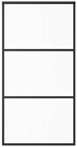 vidaXL Puerta Corredera Entrada Corrediza Deslizante Hogar Cuarto de Baño Sala de Estar Salón Habitación ESG Vidrio y Aluminio 102x205 cm Negra