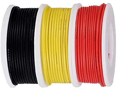 Xiatiaosann 20 AWG Anschlusskabel Kit 20 Gauge Elektrokabel 300V PVC Isolierung verzinnte Kupfer Massivdraht 3 Farben (Schwarz, Rot, Gelb) 7 m / 23 Fuß jedes Kabelsortiment für Heimwerker