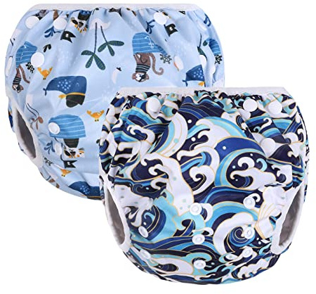 Vicloon Pañales para Nadar para Bebés,2PCS Pañales para Bebés Lavables,Pañales para Nadar para Bebés Reutilizables,Pantalones de Entrenamiento para Pañales para Bebés