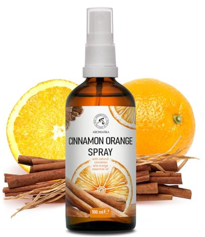Zimt-Orange Aromaspray 100ml - Aromatherapie Raumspray mit ätherischem Zimtöl und Orangenöl - Spray zur Aromatisierung der Luft - Raumnebel - Kissen- und Leinenspray - Duftspray - Aromaspray