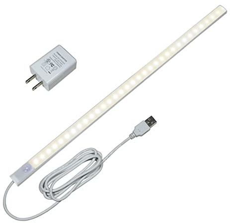 IKSACE LED Motion Sensor Under Cabinet Lights, 17 inch Plug in Closet Light, USB Corded LED Light Bar, Under Counter Lighting for Kitchen,Wardrobe,Sink,Workspace,Natural White (4000K)