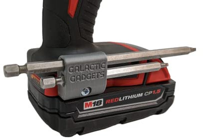Magnetic Bit Holder fits Milwaukee M18 Drill & Impact Driver - Open-Ended Pass-Through for Long Bits (Grey) - Galactic Gadgets