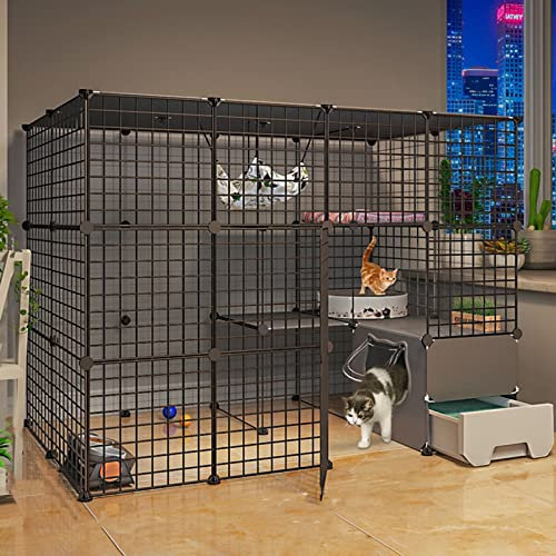 CHEMYO Katzenkäfig - Katzenzwinger Catio Outdoor-Katzengehege, DIY-Katzenlaufstall Katzenkäfige Indoor Groß mit Katzenklo Großer Übungsplatz Ideal für 1-4 Katzen (Size : 147 * 95 * 109cm)