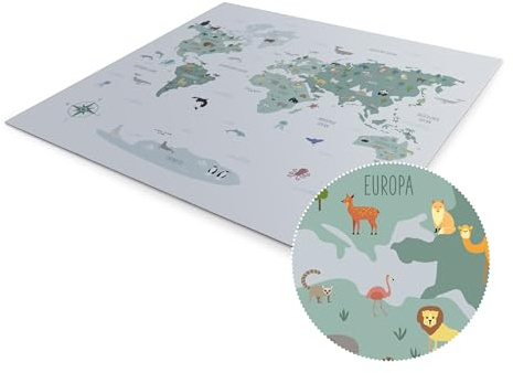 Ehrenkind® Spielmatte PRO | Extra dick und Soft | Made in Germany | Größe 174x174cm Weltkarte | Krabbelmatte | Baby Spielmatte