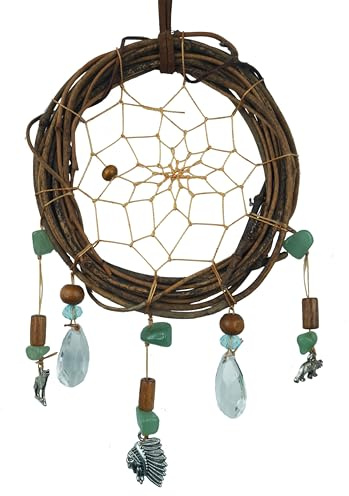 Twilight-Inspired Natural Rattan Dream Catcher with Alloy Chief Wolf Bear Pendants Ideal Gift for Girls Children Twilight Gifts Remorelt