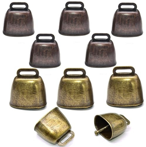 10PCS Cloche de Vache Mouton Vache，cloches de mouton，de vache，Cloches Clochette Vintage Bronze，Vache Cheval Mouton Pâturage Cuivre，cloches en cuivre très bruyantes