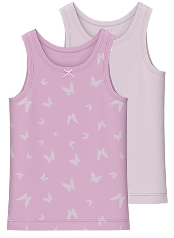 Name IT Mädchen Nmftank Top 2p Pink Butterfly Noos Unterhemd