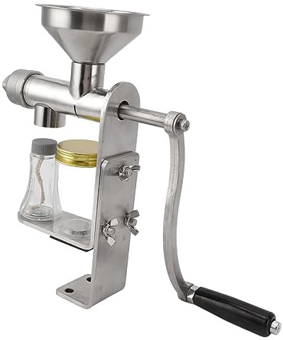 Tyenaza Oil Press Machine, Stainless Steel Manual Oil Maker Easy Operation Cold Hot Press Easy To Clean Kitchen Oil Extractor for Nuts Seed Commercial Home