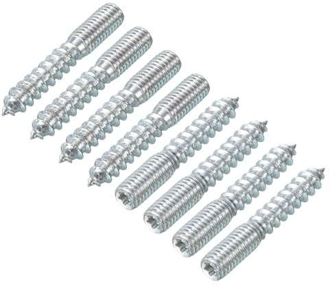sourcing map M8 Stockschrauben, Länge 50 mm, Doppelkopfschrauben, selbstschneidende Schraube, 8 mm, Holzgelenk, Möbelbeine, 24 Stück