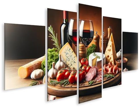 islandburner Prime Bild auf Leinwand für die Küche kulinarisches Stillleben Mit Wein Und Käse Bilder Wandbilder Poster