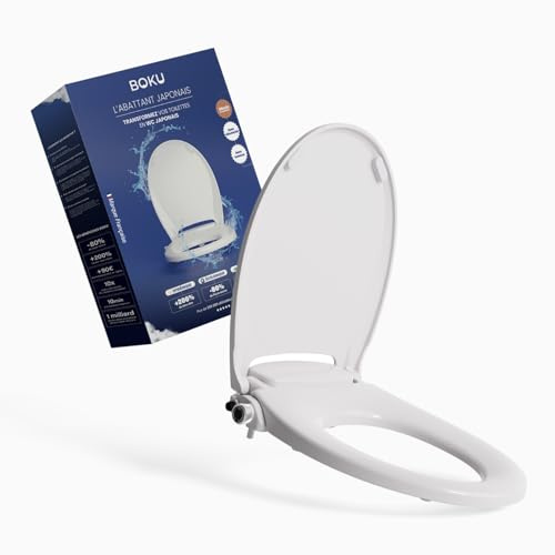 BOKU - Abattant Japonais - Avec Filtre Hydro - Hygiénique, Ecologique et Economique - Lavage par Jets Avant & Arrière - Marque Française, Technologie Brevetée - Forme Ovale (O)