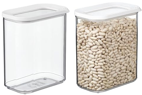 Mepal | 2-teiliges Set Vorratsdosen mit Deckel | Lebensmittelbehälter Rechteckige | Küchenorganizer aus Kunststoff | Vorratsbehälter Luftdicht | 2 x 1500 ml | Nordic White