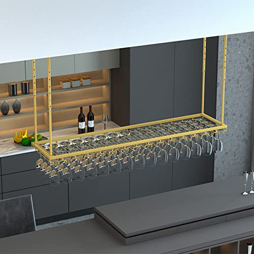 TMKDNNKG Weinglasregal an der Decke, umgedrehter Getränkehalter zum Aufhängen an der Bar, Metallregal zum Aufhängen, Stielglasregal, Wein- und Champagnerkelchhalter, für die Küchenbar (Größe: 120 x 3