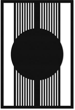 ebenkunst Abstrakte Moderne Wanddeko – geometrisches Wandbild aus MDF | Schwarz durchgefärbtes MDF, geometrisches Kreis-Design, S 30 x 45 cm & M 57 x 85 cm, Made in Germany