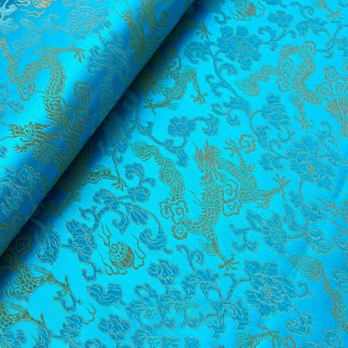 Wambere 1m Brokatstoff Breite 90cm Brokatstoff Mit Blumenmuster Dekostoff Cheongsamstoff Vintage Bastelstoffe Meterware Bekleidungsstoffe Für DIY Kunsthandwerk Nähen Kleidungsdekoration,Blau D