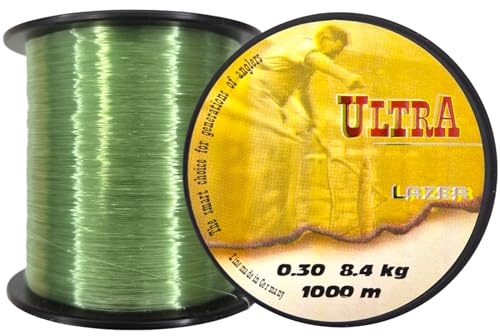 LAZER LINE Ultra Monofil Angelschnur 1000m DIA0,30mm Test 8,4kg Grün Schnur | Karpfen Hecht Zander Angel - Spinner Angeln - Grundangeln - Monofilament Angelsehne - Nylonfaden Vorfach – Vorfachschnur