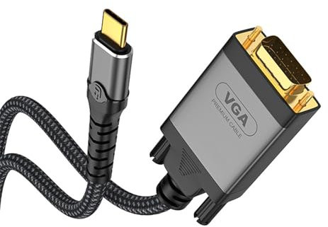 Fhsqwernm Cable adaptador USB tipo C a VGA macho a macho, salida de vídeo 1080P con conectores chapados en oro