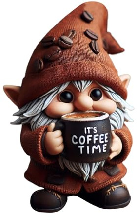YRTUOP Kaffee Wichtel Deko, Kaffeezwerg Figuren Aus Harz Kaffeezwerg Statue Ornament Kaffee Liebhaber Geschenke für Cafe Küche Home Offices, 5x5x10cm