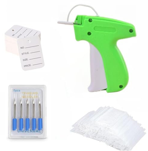 Etikettierpistole, Preisetikettenpistole mit 5 Ersatznadeln + 1000 Nähnadeln + 50 Preisschildern, Tacker-Etikettiermaschine, geeignet für alle Arten von Kleidungsetiketten, Nähetiketten