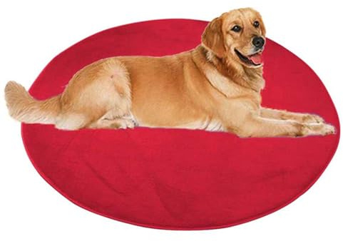 ping bu Großes Hundebett, Haustier- und Katzenmatte, rund, weicher, warmer Plüschteppich, rutschfester Teppich, beruhigender Katzenbett, waschbar, Hundekissen, Bodenmatte (80 x 80 cm, Rot)