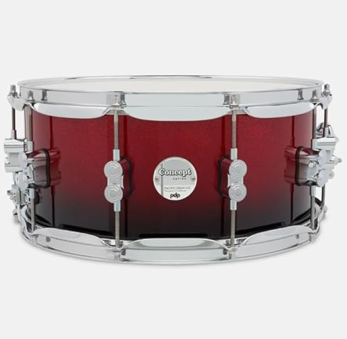 Pacific Drums Concept Maple Snare Drum, 14 x 6,5, Red to Black Fade Lacquer