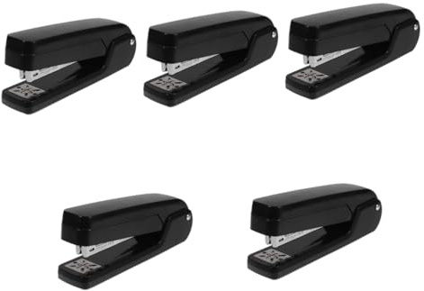 HOMSFOU 5 Piezas grapadora rotativa de oficina Traplants grapadora staples giratorio de resorte manual rotativa el plastico Black