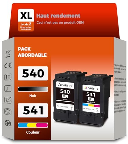 PG-540XL CL-541XL Schwarz Farbe Tintenpatrone Ersatz für Canon 540 541 XL | ANKINK PG540 CL541 Druckerpatronen Patrone Kompatibel für TS5150 TS5151 TS5100 MG3600 MX525 MX520 MG3650 MG4200 MX475
