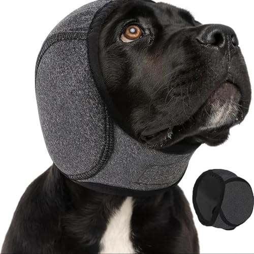 KxrTpx Dog Ear Protectors, Spaniel Ear Protectors, Grass Seed Protection Snood, Grey, Medium, Scuba Fabric, For Small, Medium, Large Dogs, Cats, All Ages