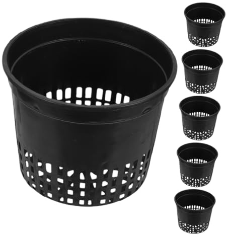POPETPOP 6 Pots à Orchidées en Plastique pour Hydroponie, Structure Ajourée et Design en Filet, Support Stable pour Racines, pour Balcon et Petites Surfaces