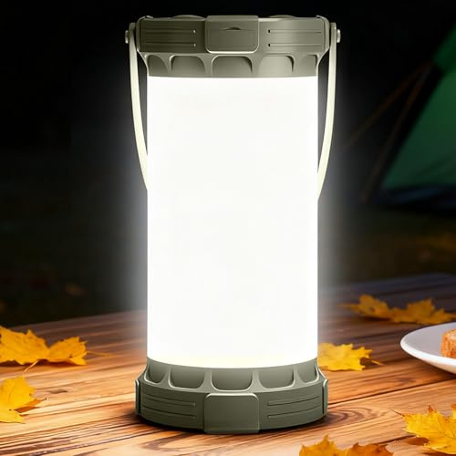 Glocusent Portable Camping Lights Rechargeable, Camping Lantern with 135 LEDs, 200H Camping Lamp with 3 Colours and 5 Brightness Levels, SOS, Tent Light for Power Cuts, Camping, Hiking and Emergencies